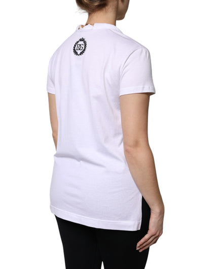 Dolce &amp; Gabbana T-shirt a maniche corte in cotone con collana bianca
