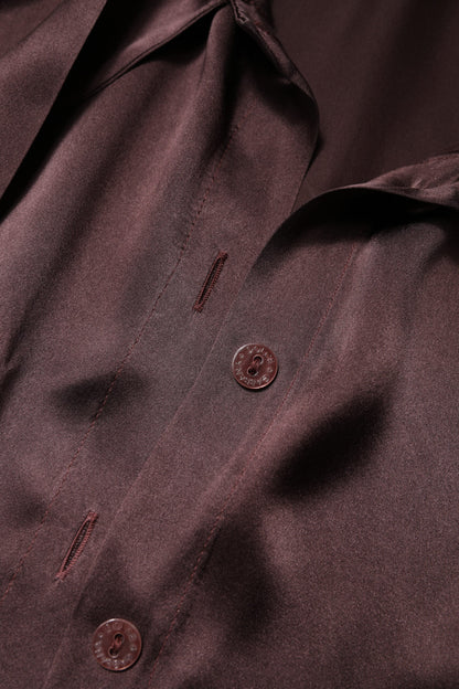 Dolce &amp; Gabbana - Blusa a maniche lunghe con colletto Ascot marrone