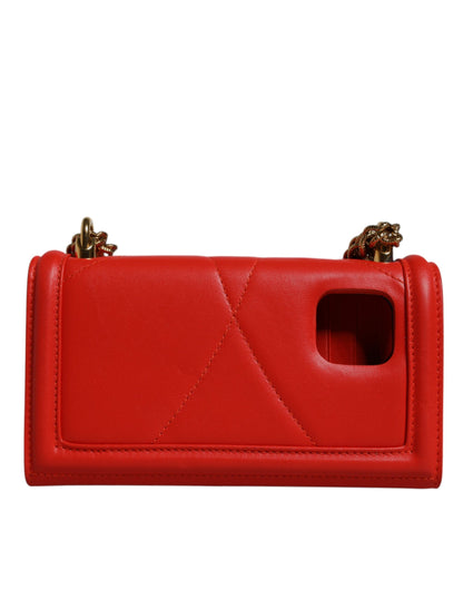 Borsa a tracolla con catena trapuntata rossa Devotion di Dolce &amp; Gabbana