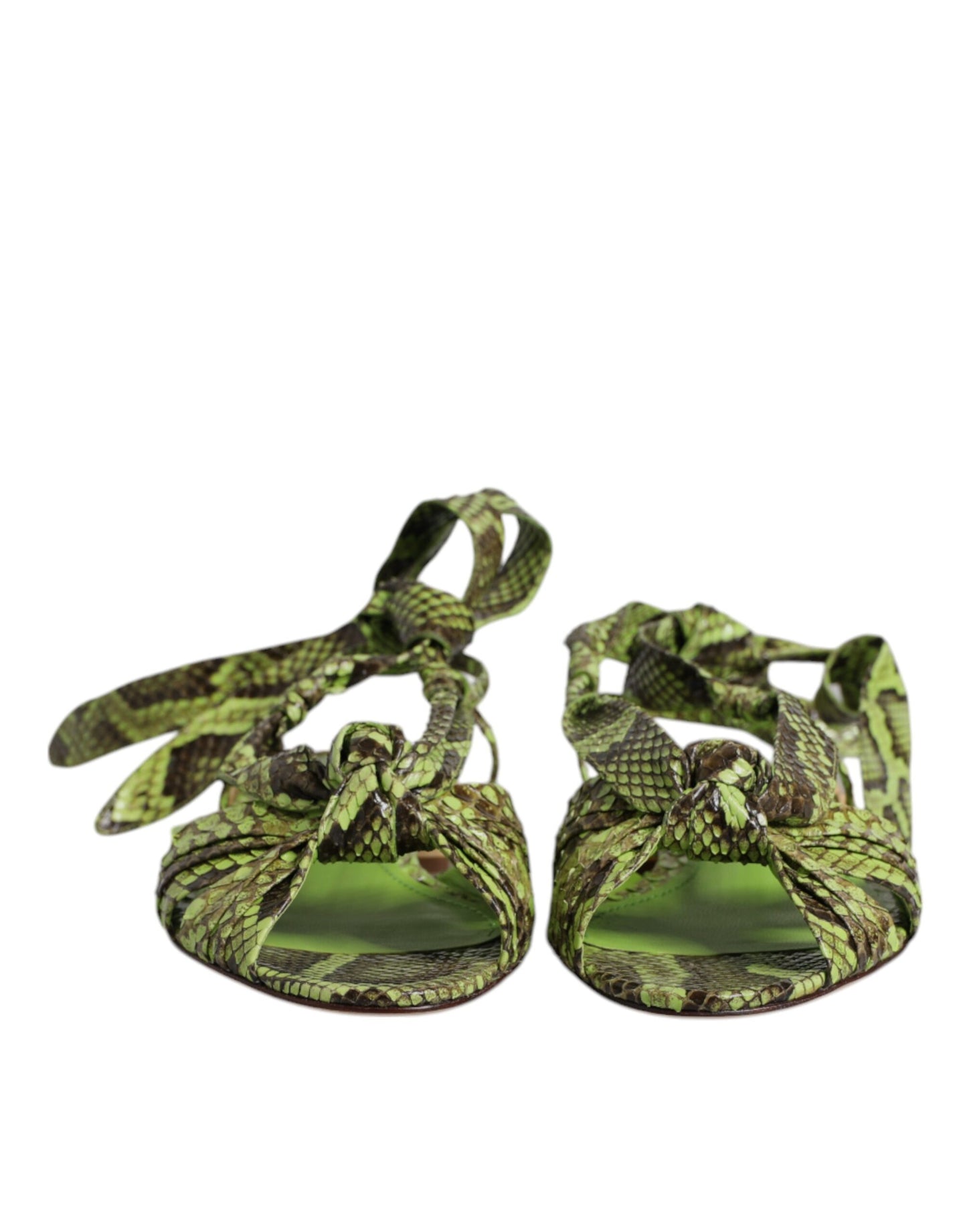 Sandali alla caviglia con stampa animalier verde Dolce &amp; Gabbana