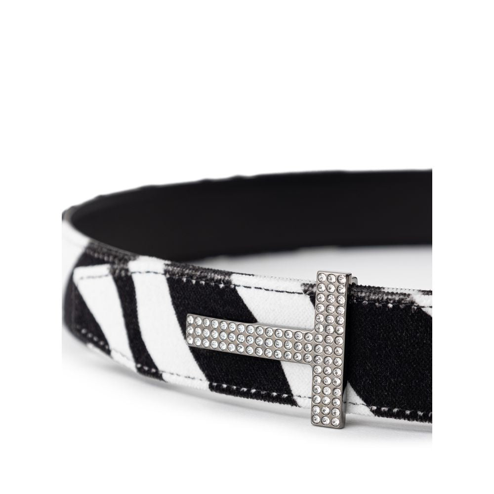 Cintura regolare in pelle nera e bianca di Tom Ford