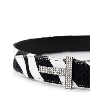 Cintura regolare in pelle nera e bianca di Tom Ford