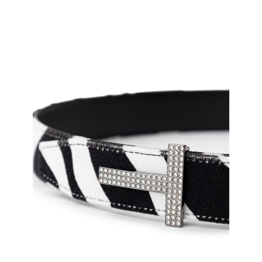 Cintura regolare in pelle nera e bianca di Tom Ford