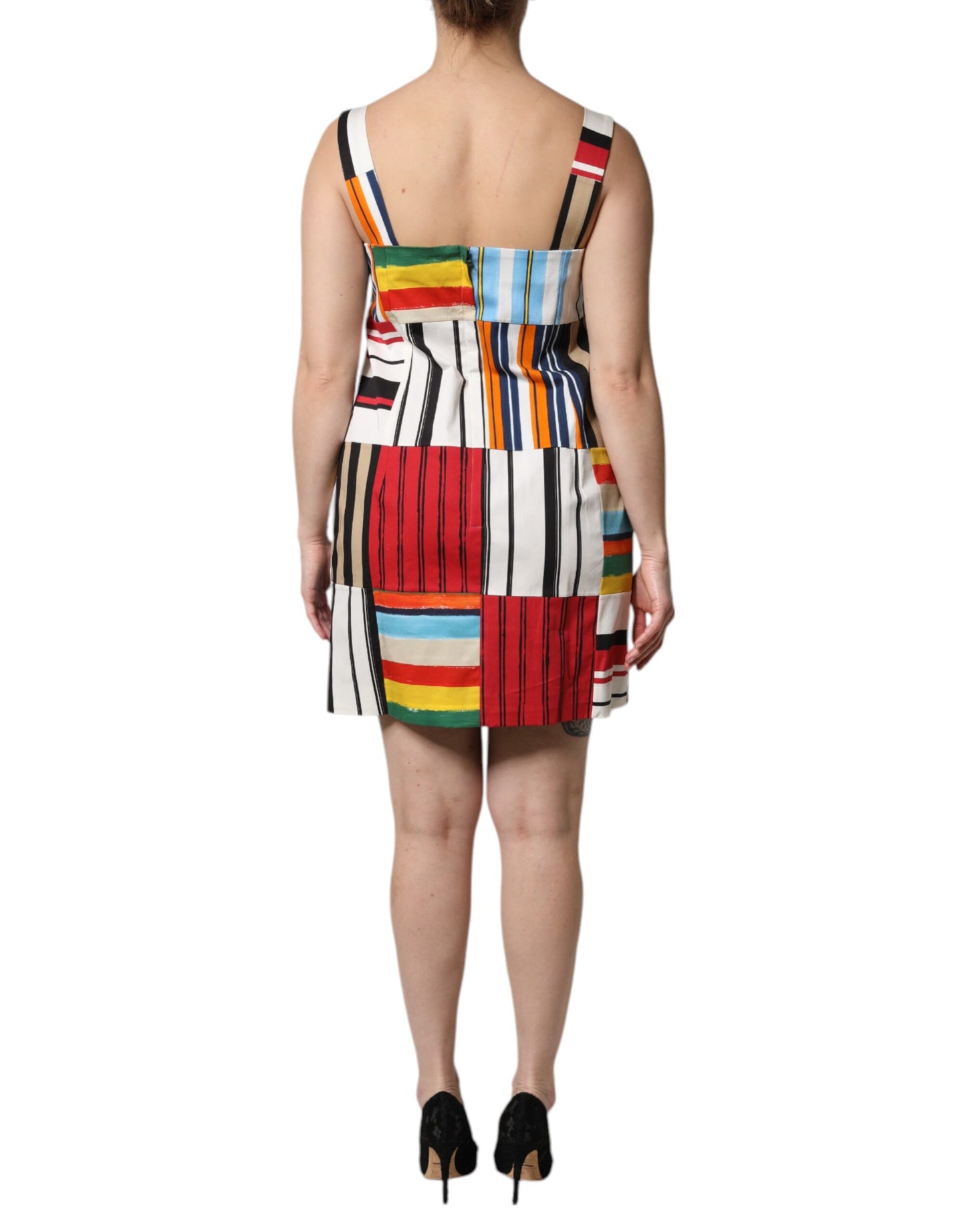 Abito senza maniche a righe in cotone multicolore Dolce &amp; Gabbana