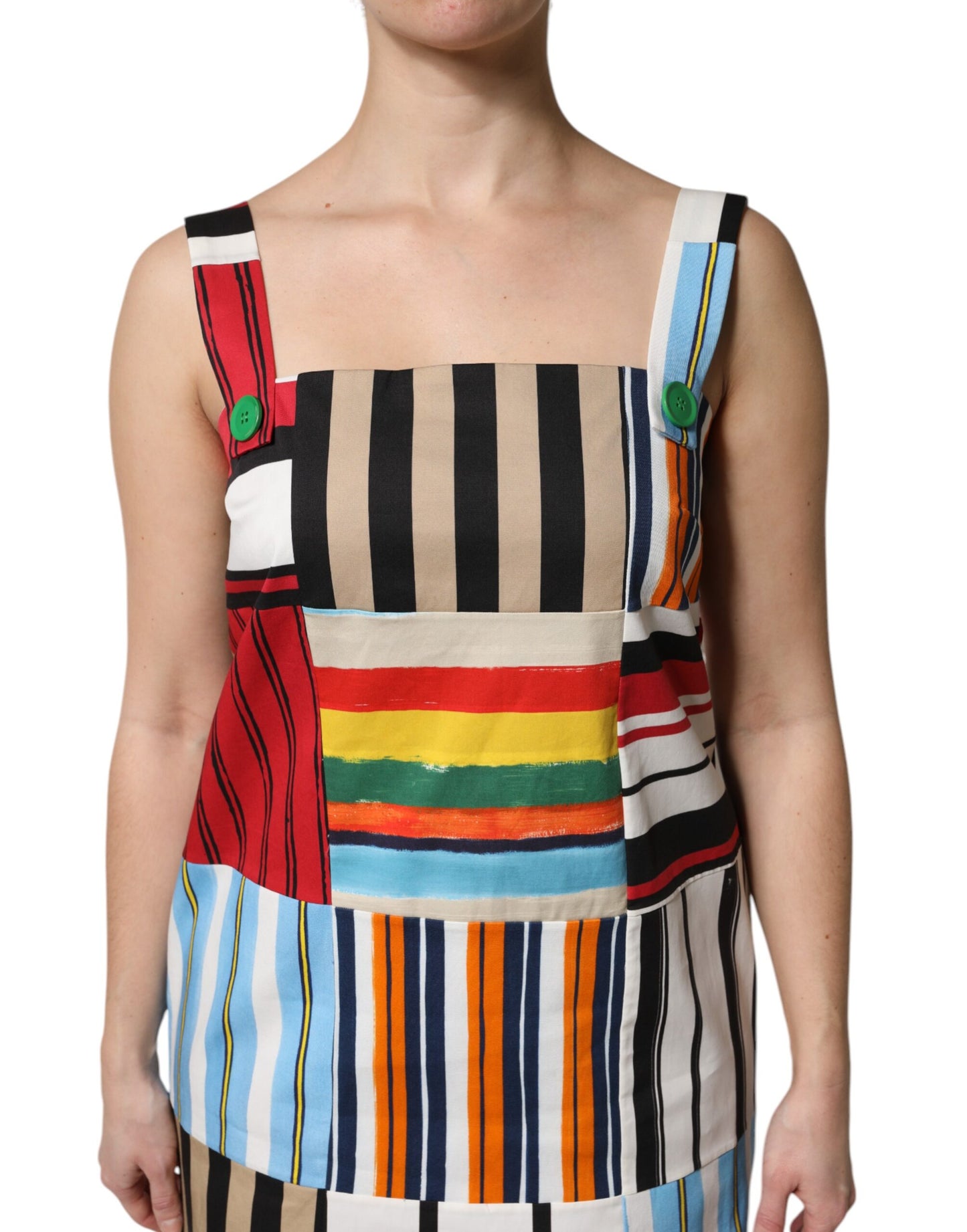 Abito senza maniche a righe in cotone multicolore Dolce &amp; Gabbana
