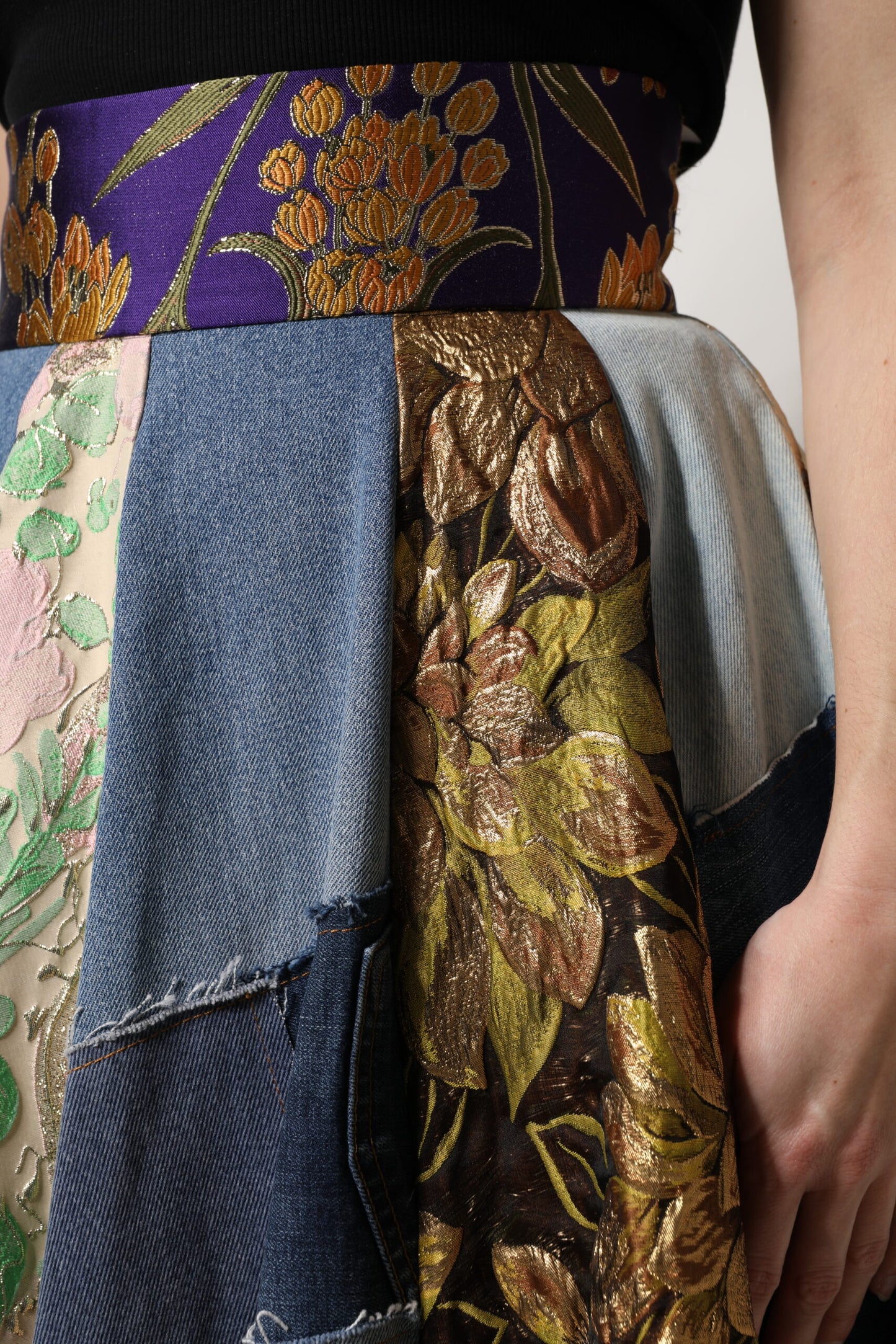 Gonna midi a vita alta con patchwork multicolore Dolce &amp; Gabbana