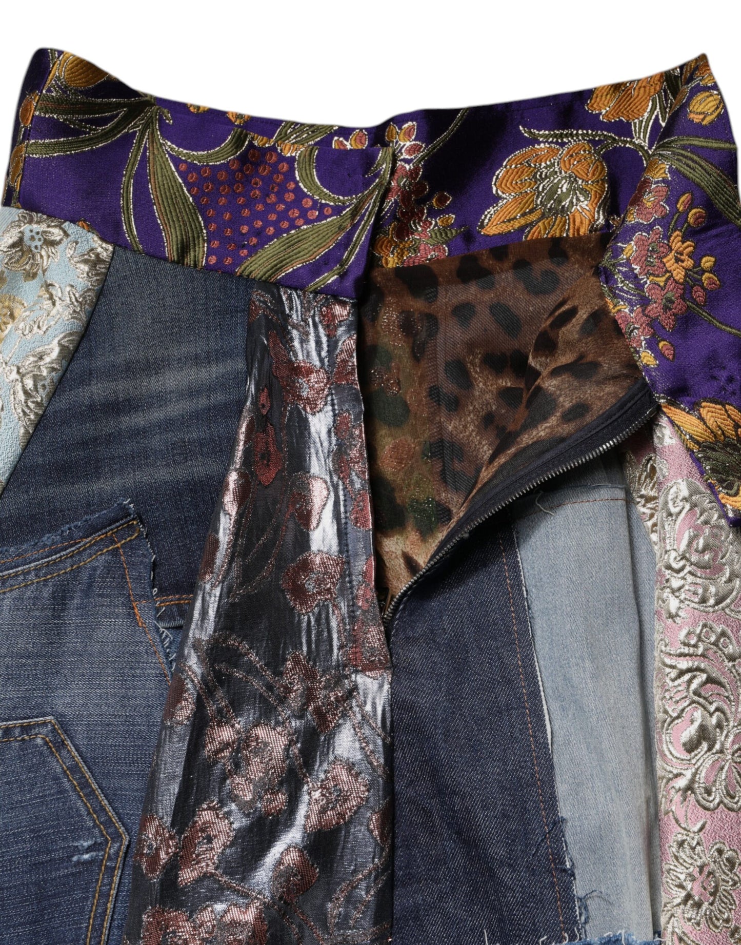 Gonna midi a vita alta con patchwork multicolore Dolce &amp; Gabbana