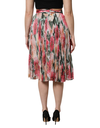 Gonna midi a vita alta in seta multicolore Dolce &amp; Gabbana
