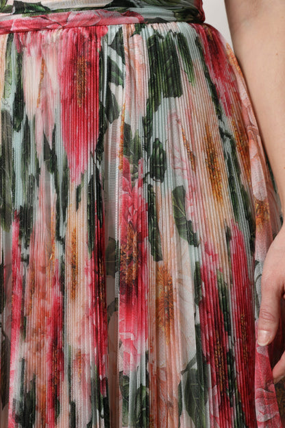 Gonna midi a vita alta in seta multicolore Dolce &amp; Gabbana