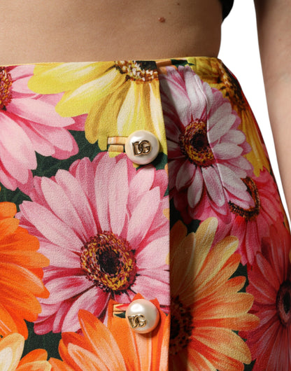 Minigonna a vita alta multicolore floreale Dolce &amp; Gabbana