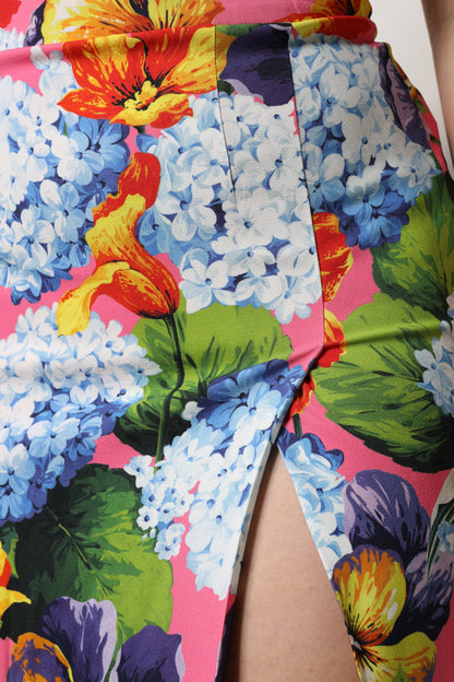 Gonna midi a vita alta con stampa floreale multicolore Dolce &amp; Gabbana