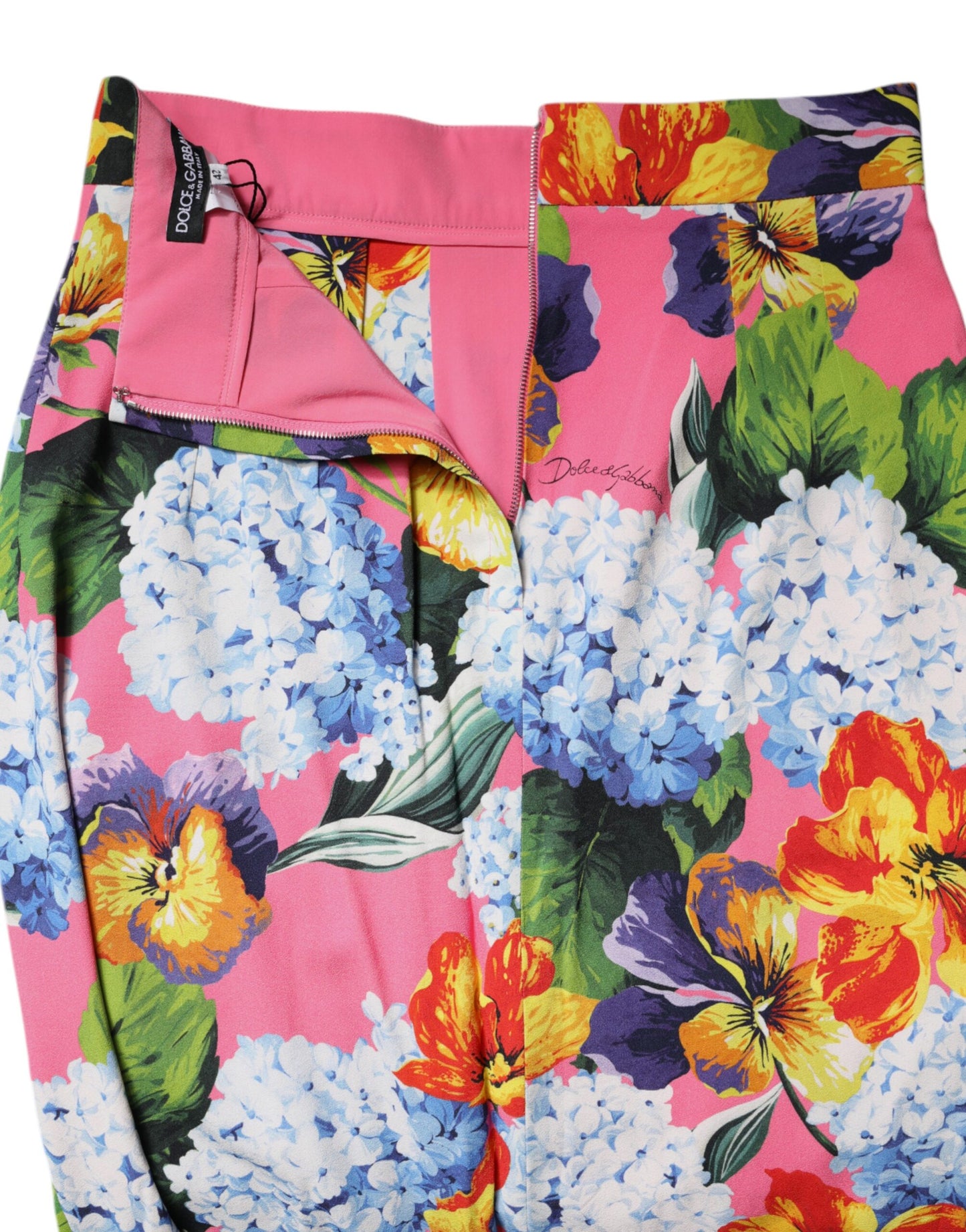 Gonna midi a vita alta con stampa floreale multicolore Dolce &amp; Gabbana