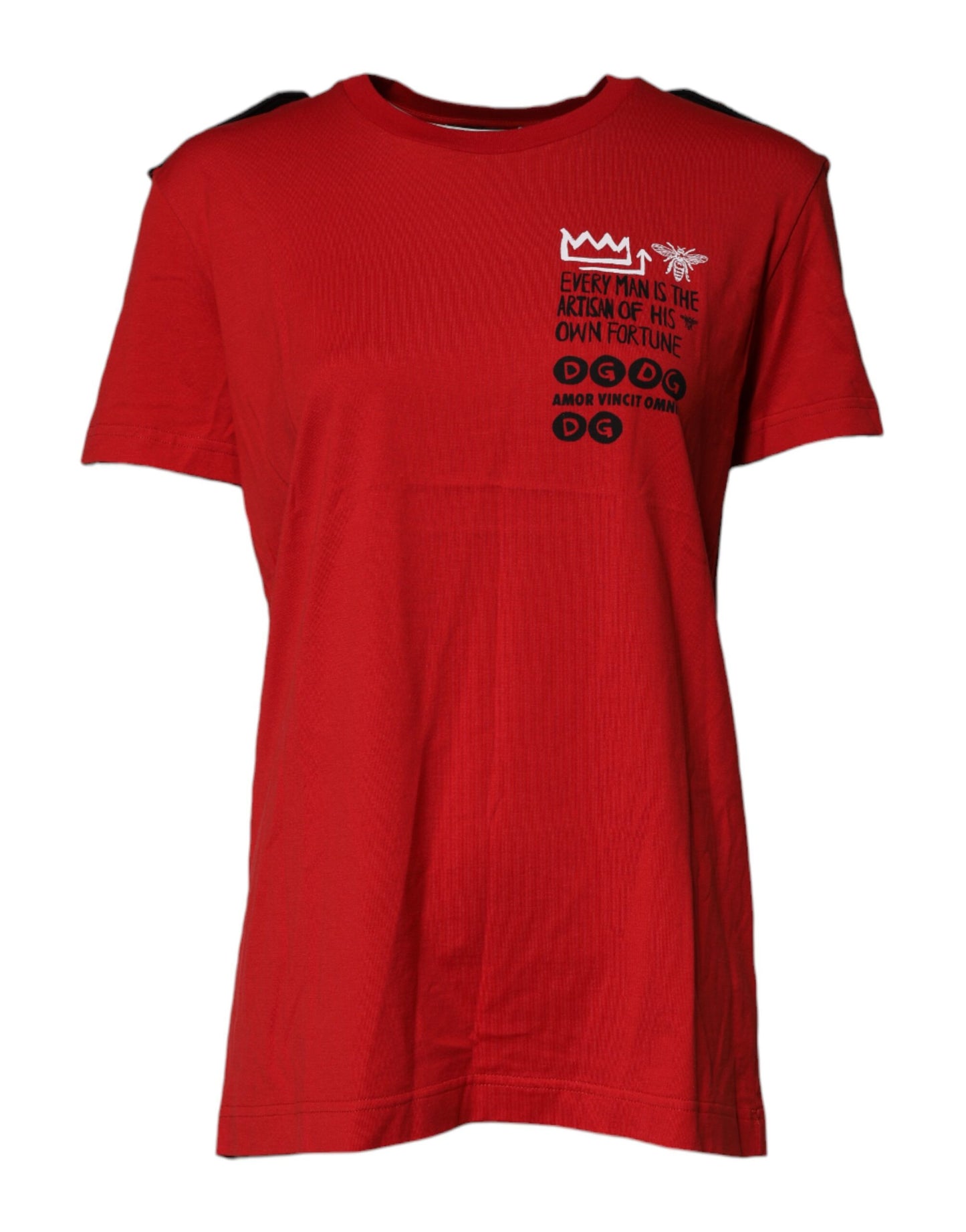 T-shirt a maniche corte con scollo rotondo in cotone rosso Dolce &amp; Gabbana