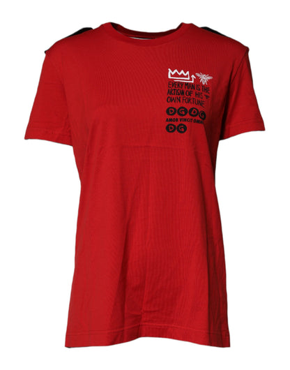 T-shirt a maniche corte con scollo rotondo in cotone rosso Dolce &amp; Gabbana