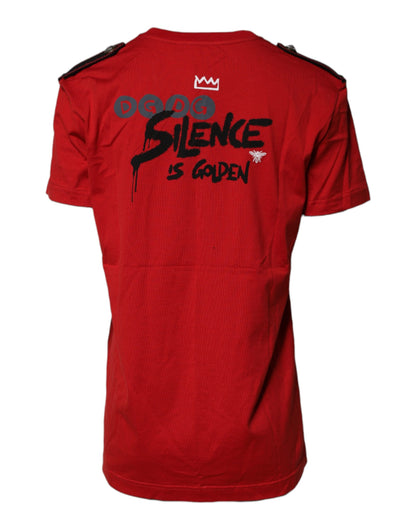 T-shirt a maniche corte con scollo rotondo in cotone rosso Dolce &amp; Gabbana