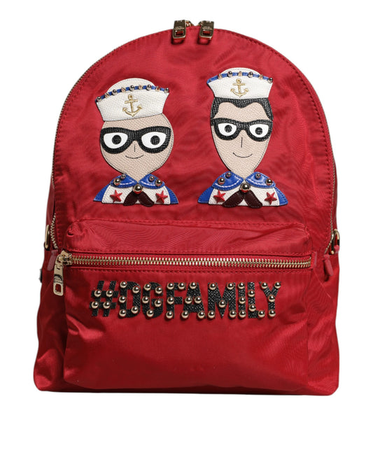 Borsa zaino con decorazioni Dolce & Gabbana #DGFAMILY VULCANO rossa