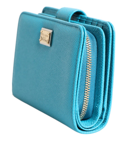Portafoglio Continental Bifold in pelle blu chiaro Dolce &amp; Gabbana