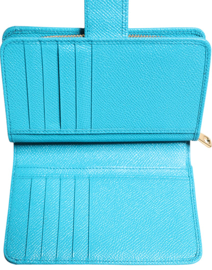 Portafoglio Continental Bifold in pelle blu chiaro Dolce &amp; Gabbana