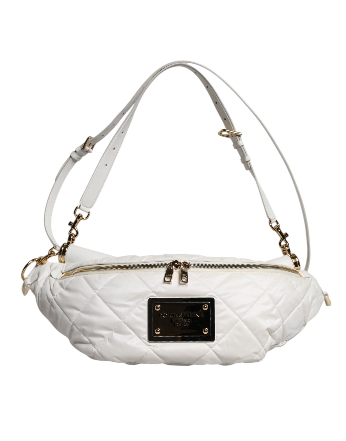Marsupio Dolce &amp; Gabbana con placca logo trapuntata bianca