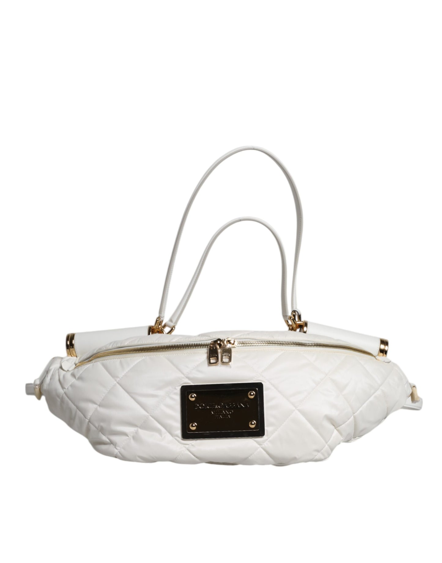 Marsupio Dolce &amp; Gabbana con placca logo trapuntata bianca