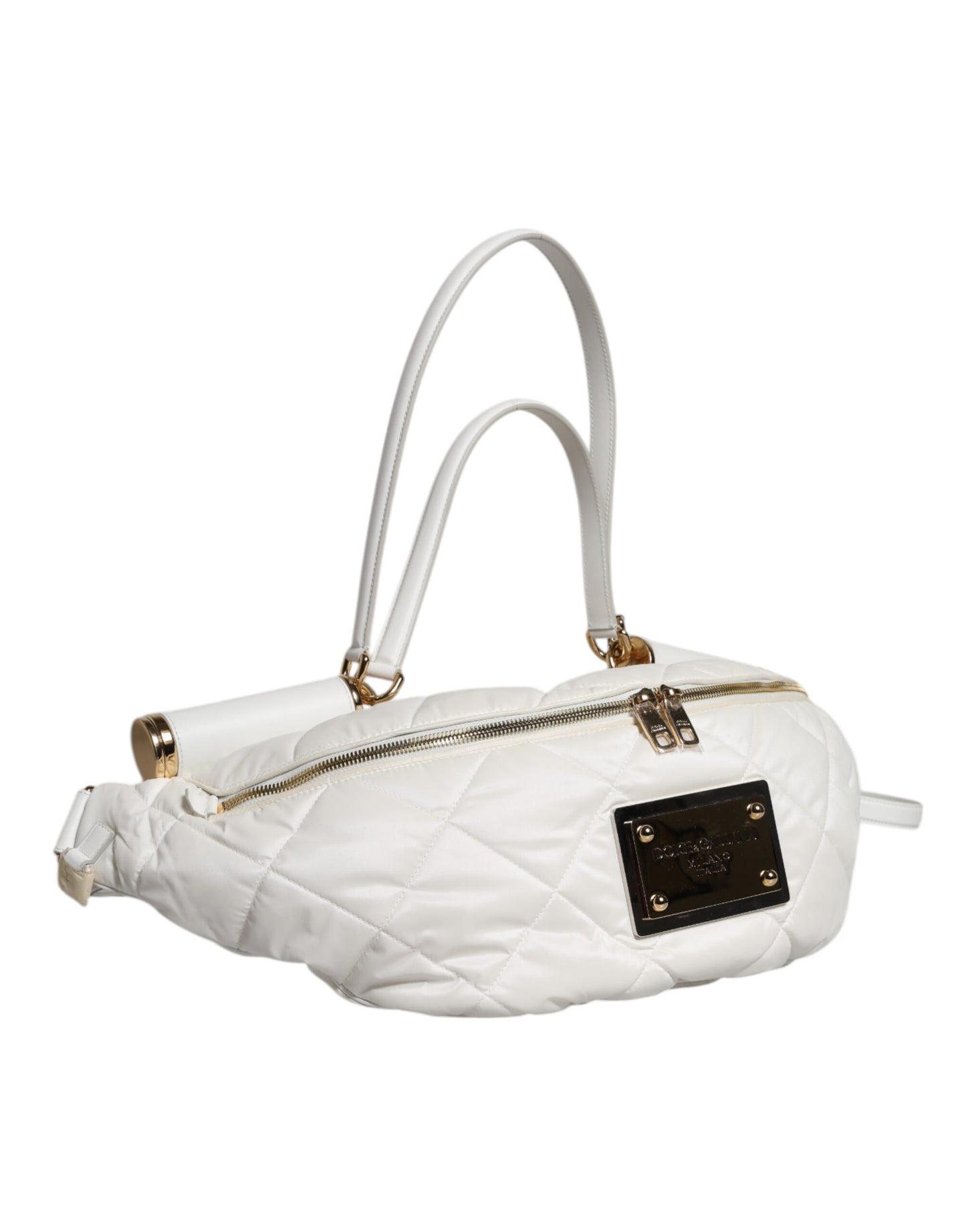 Marsupio Dolce &amp; Gabbana con placca logo trapuntata bianca