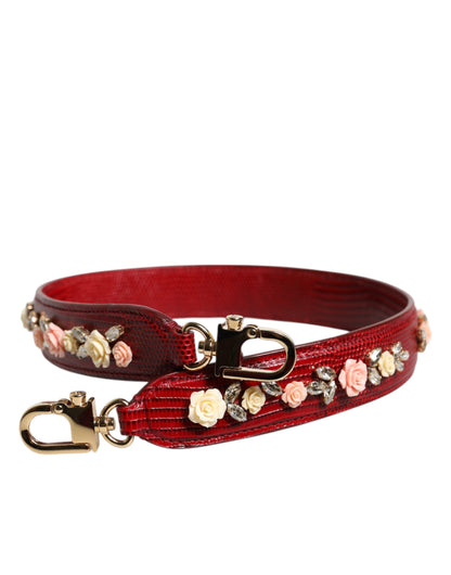 Borsa a tracolla con decorazioni floreali in pelle rossa Dolce &amp; Gabbana