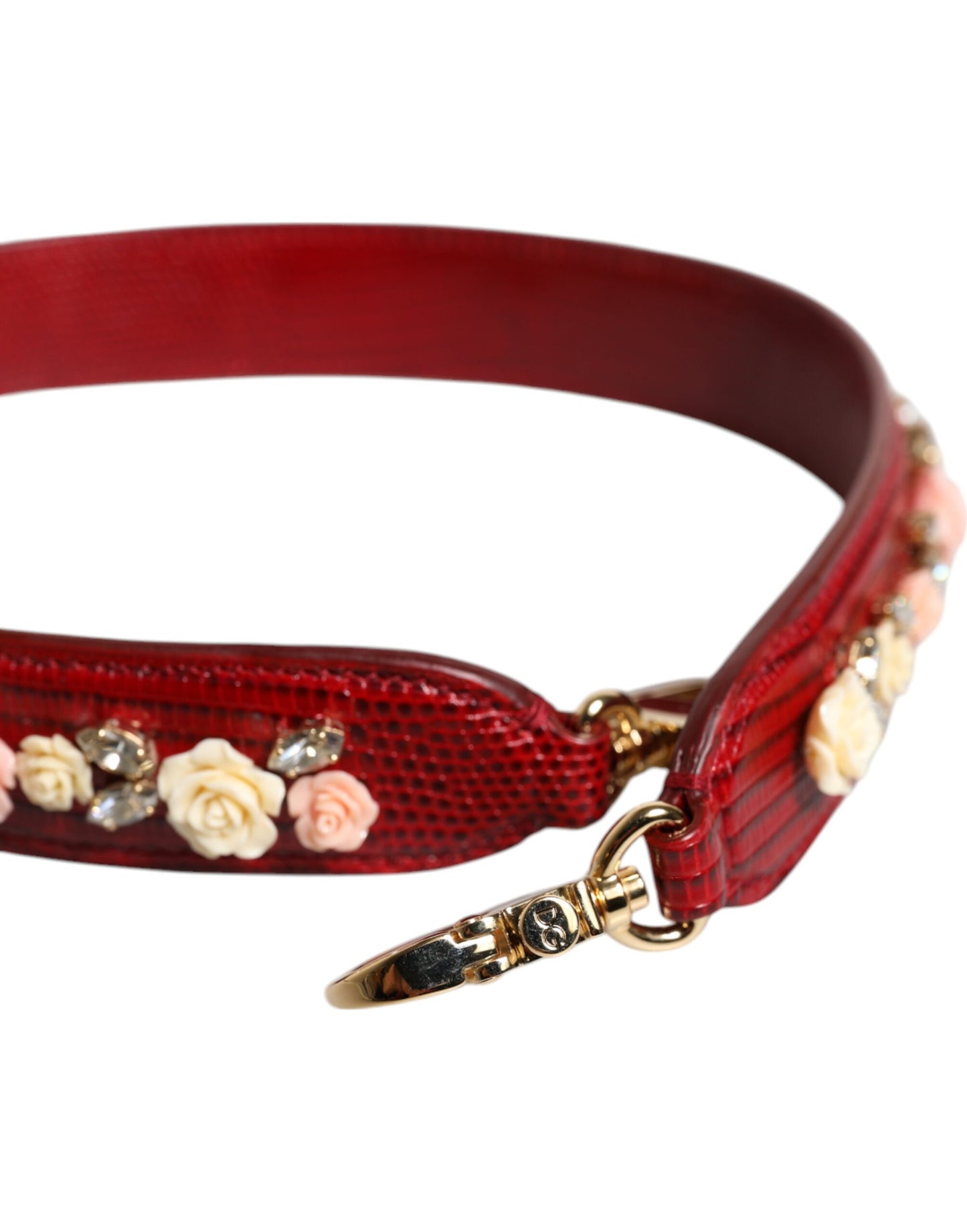 Borsa a tracolla con decorazioni floreali in pelle rossa Dolce &amp; Gabbana
