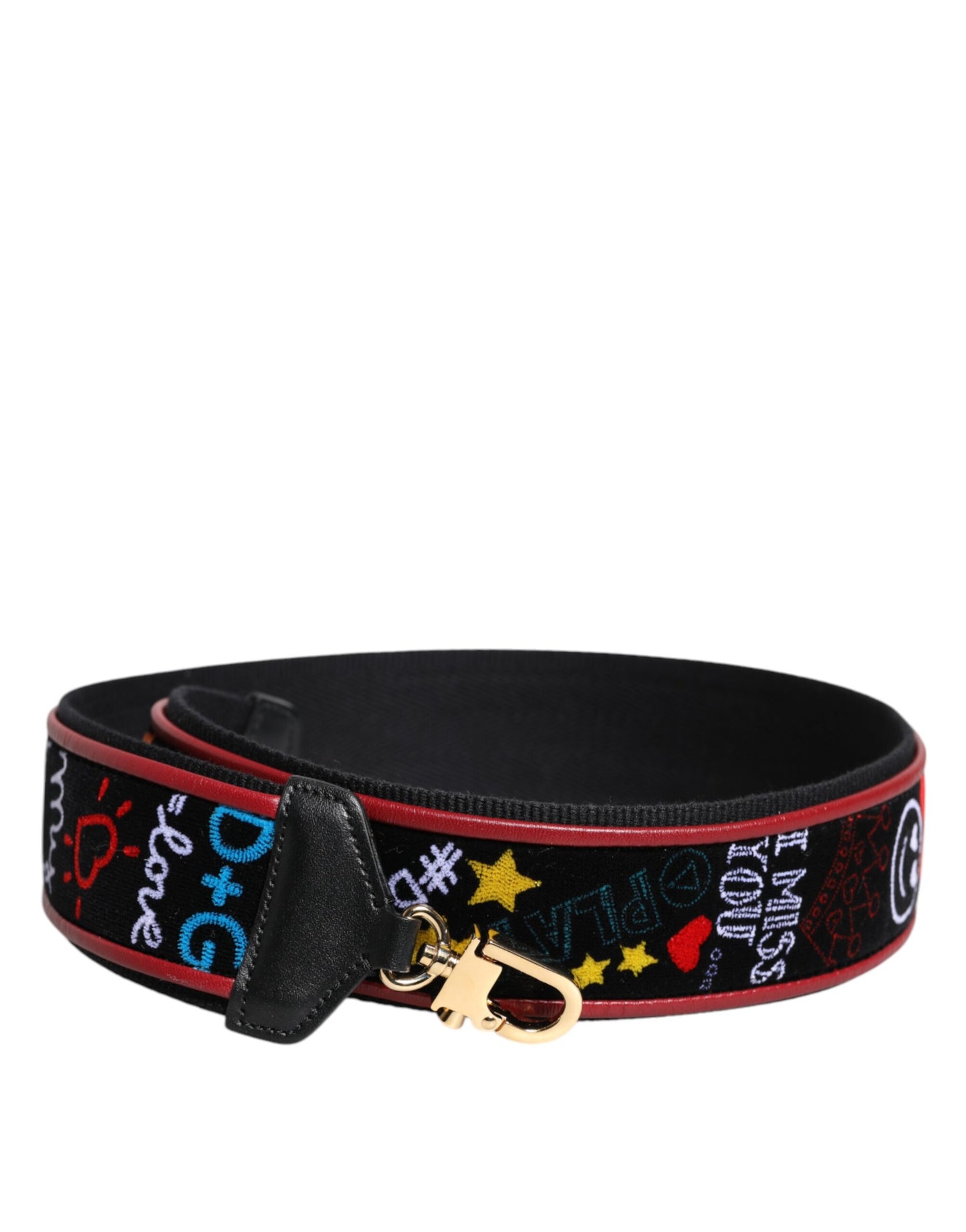 Borsa a tracolla stampata in cotone nero Dolce &amp; Gabbana