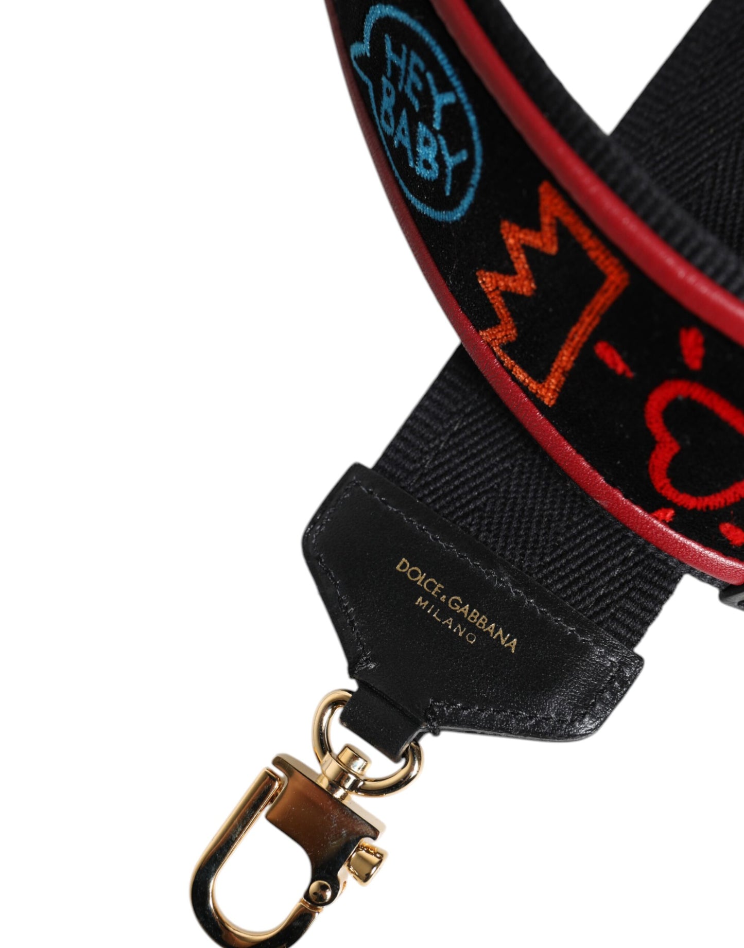 Borsa a tracolla stampata in cotone nero Dolce &amp; Gabbana
