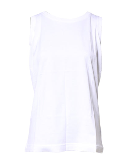 T-shirt girocollo senza maniche in cotone bianco Dolce &amp; Gabbana