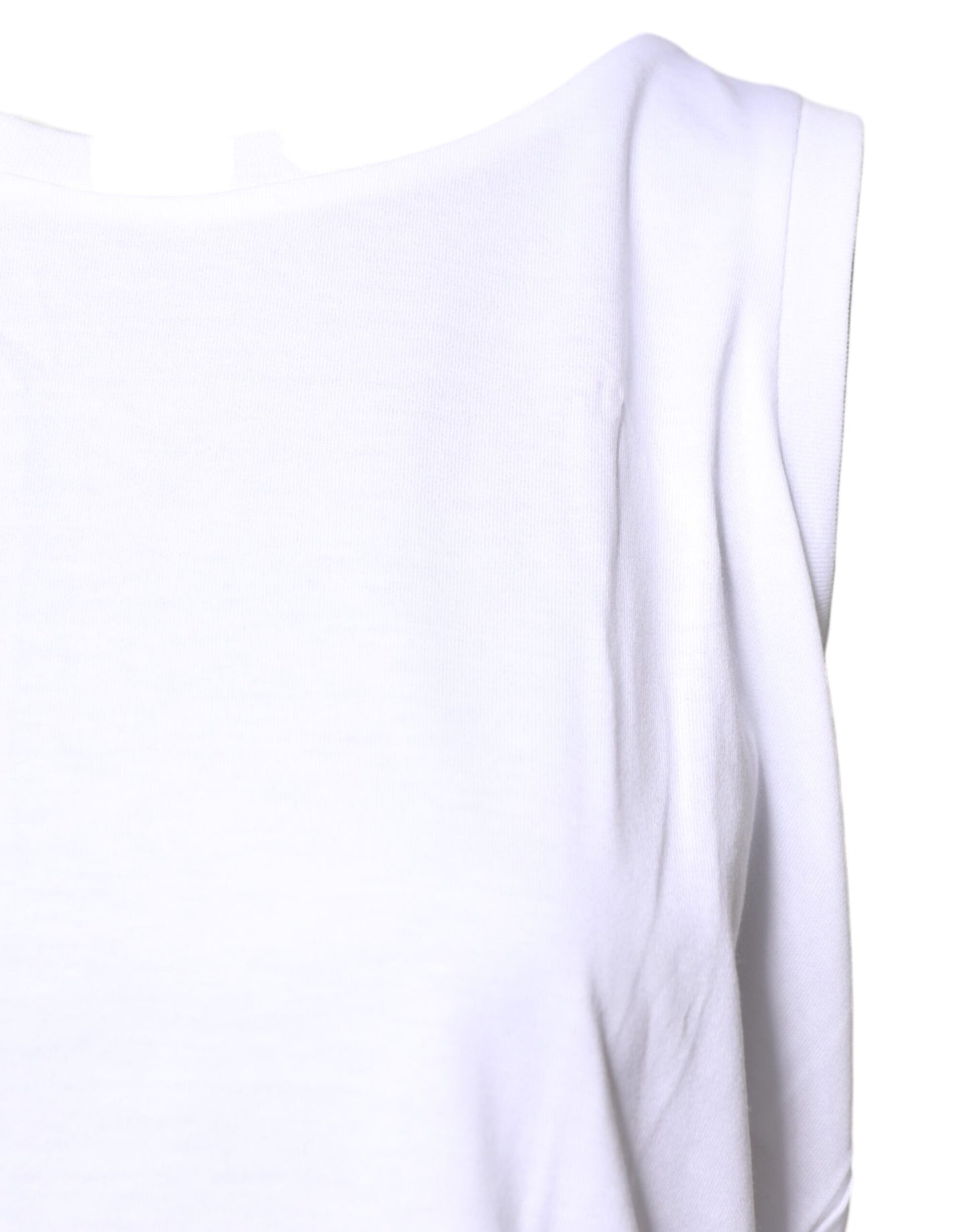 T-shirt girocollo senza maniche in cotone bianco Dolce &amp; Gabbana