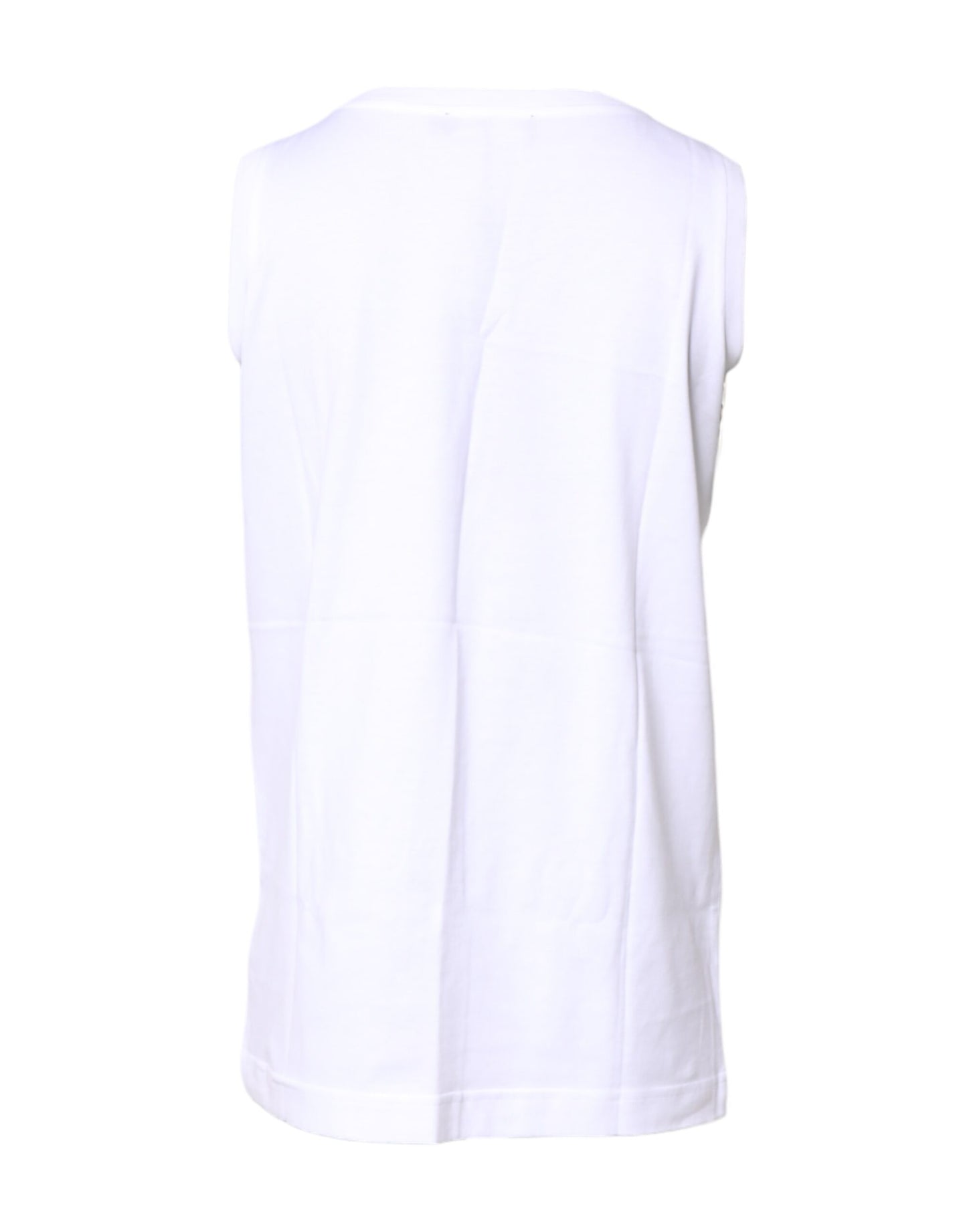 T-shirt girocollo senza maniche in cotone bianco Dolce &amp; Gabbana