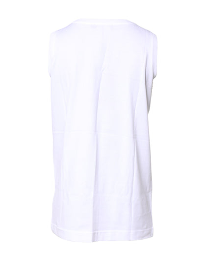 T-shirt girocollo senza maniche in cotone bianco Dolce &amp; Gabbana