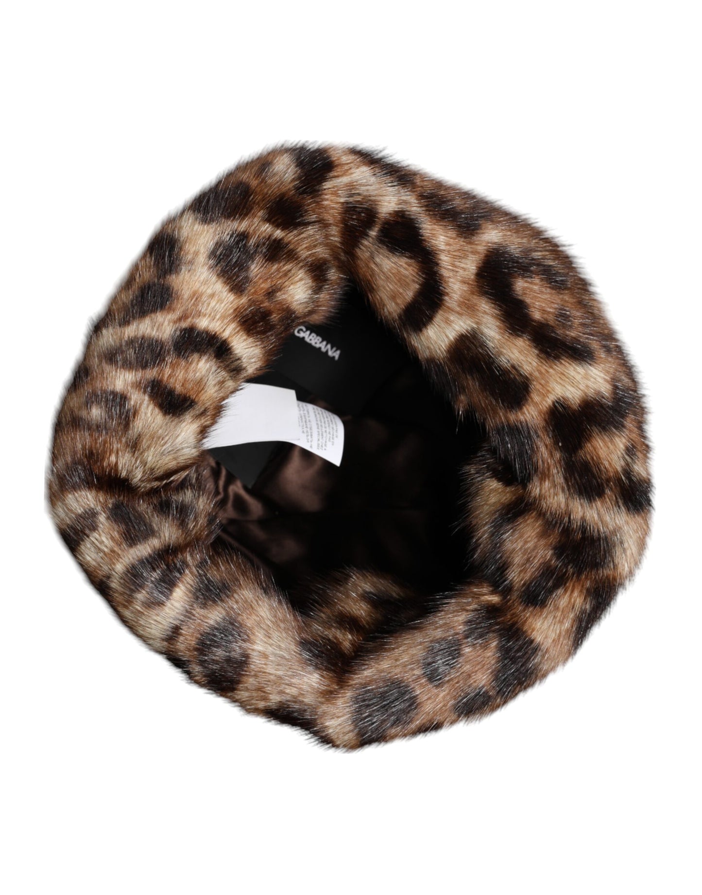 Cappello da pescatore da donna in pelliccia sintetica leopardata marrone Dolce &amp; Gabbana