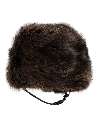 Cappello da pescatore in pelliccia marrone Dolce &amp; Gabbana da donna