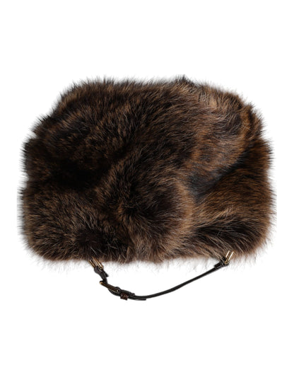 Cappello da pescatore in pelliccia marrone Dolce &amp; Gabbana da donna