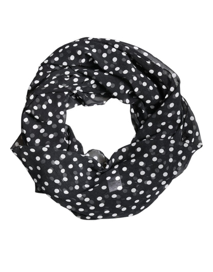 Sciarpa scialle avvolgente in poliestere a pois neri Dolce &amp; Gabbana