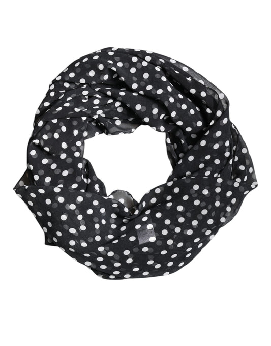 Sciarpa scialle avvolgente in poliestere a pois neri Dolce &amp; Gabbana