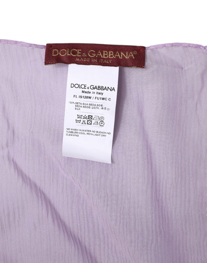Scialle avvolgente rettangolare in seta viola Dolce &amp; Gabbana
