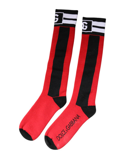 Calzini stampati in cotone elasticizzato rosso Dolce &amp; Gabbana