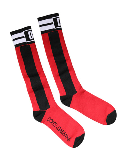 Calzini stampati in cotone elasticizzato rosso Dolce &amp; Gabbana