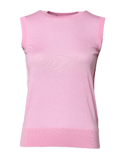 Canotta senza maniche con scollo rotondo in cashmere rosa Dolce &amp; Gabbana