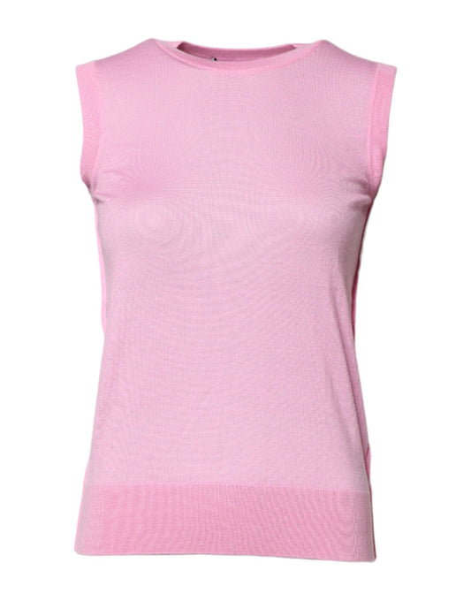 Canotta senza maniche con scollo rotondo in cashmere rosa Dolce &amp; Gabbana