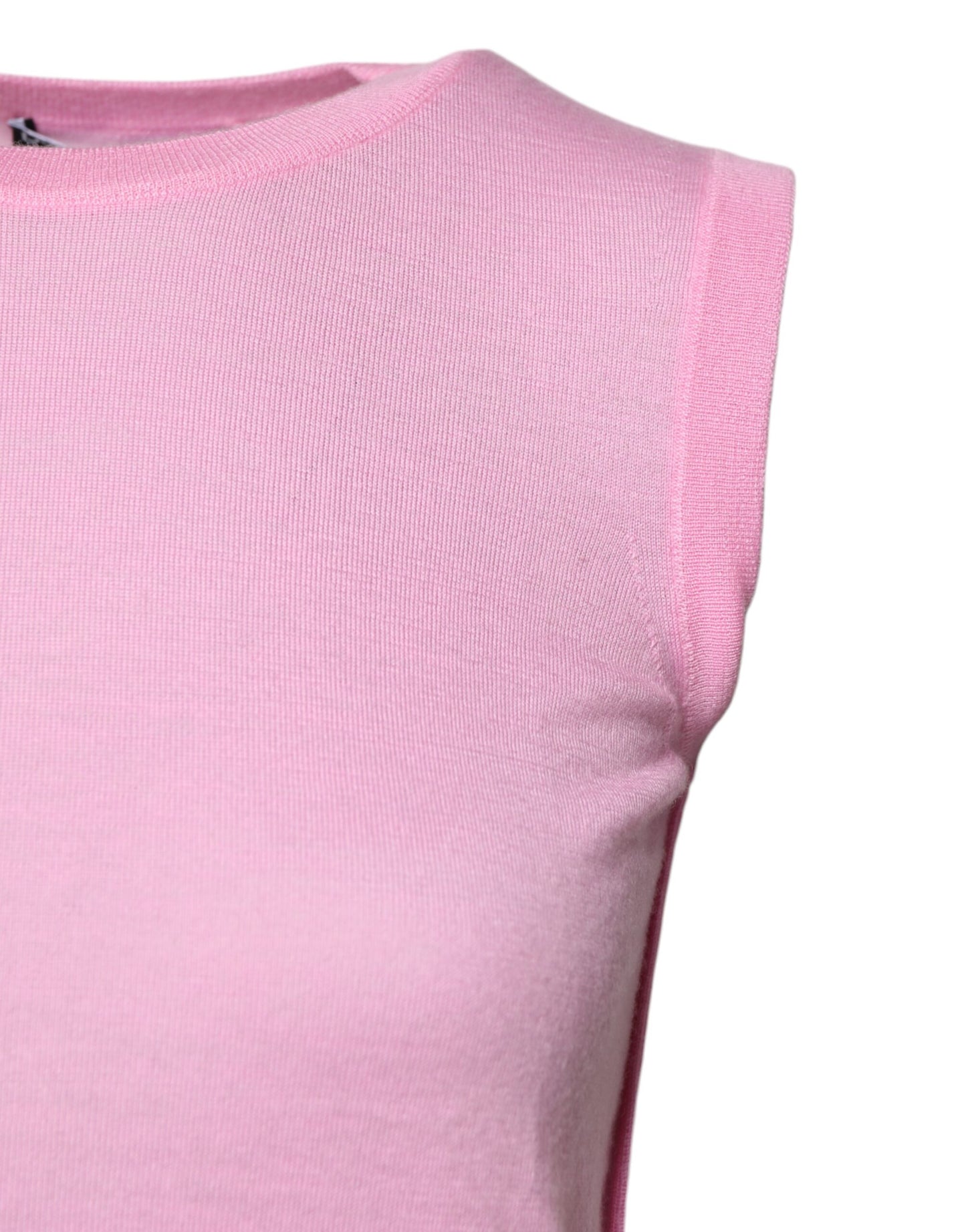 Canotta senza maniche con scollo rotondo in cashmere rosa Dolce &amp; Gabbana