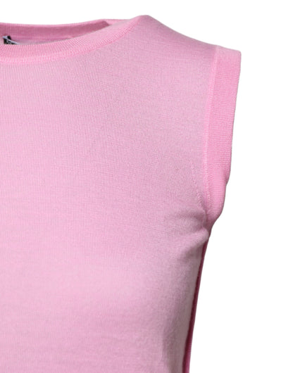Canotta senza maniche con scollo rotondo in cashmere rosa Dolce &amp; Gabbana