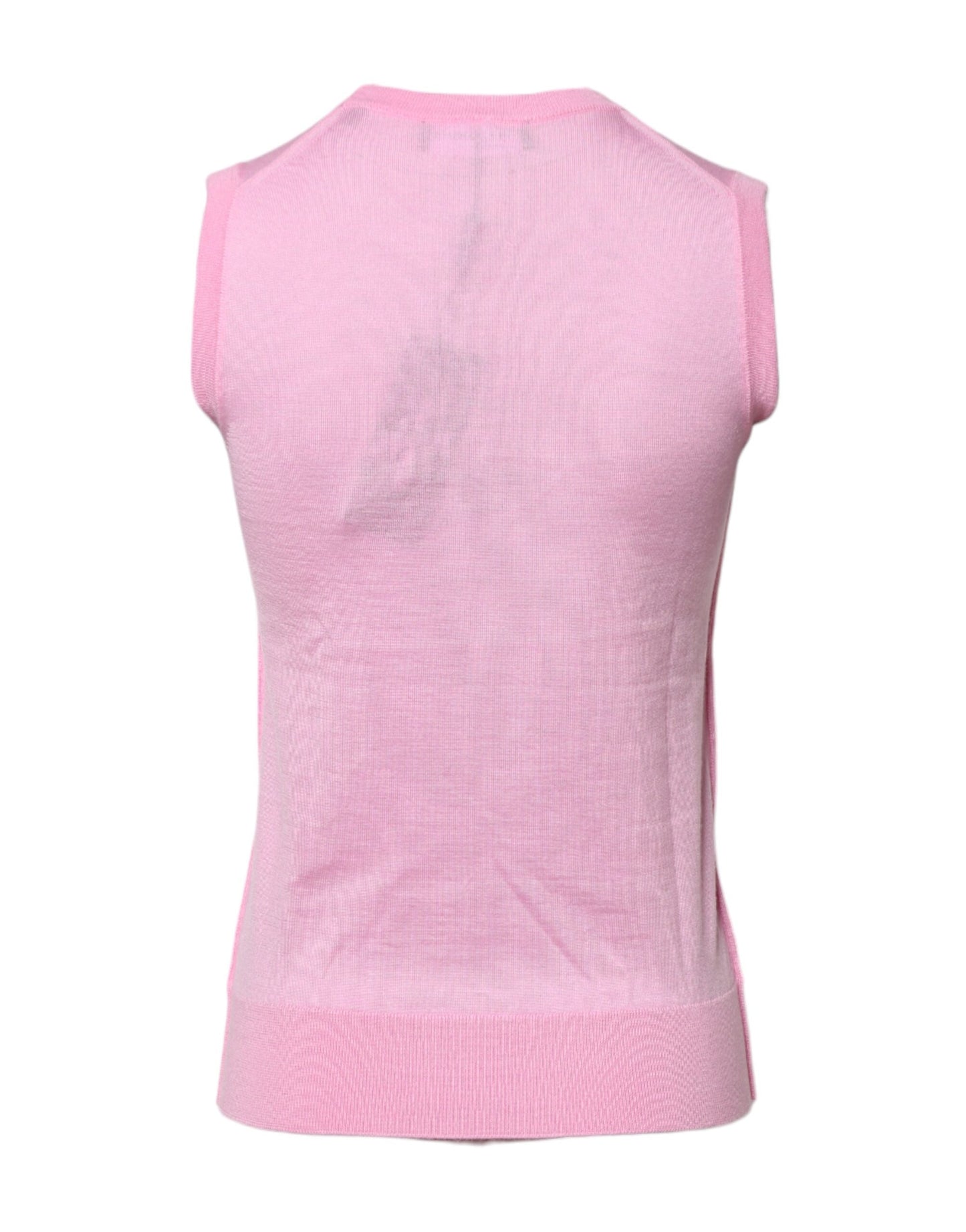 Canotta senza maniche con scollo rotondo in cashmere rosa Dolce &amp; Gabbana