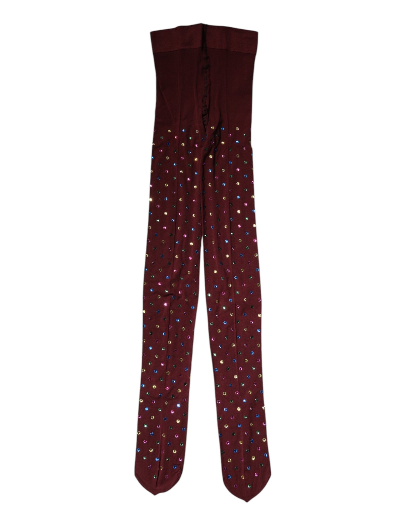 Collant Dolce &amp; Gabbana in nylon color bordeaux con cristalli