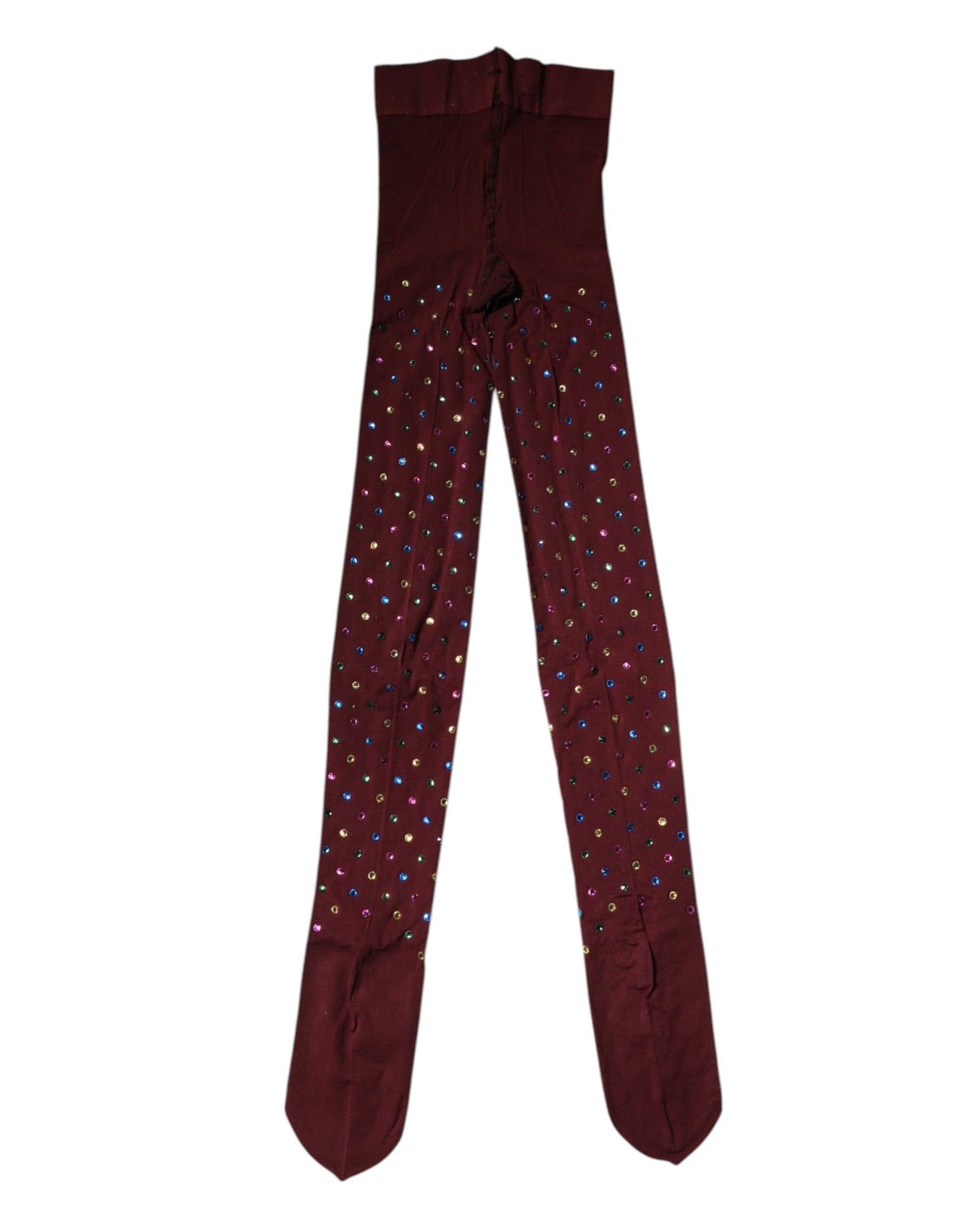 Collant Dolce &amp; Gabbana in nylon color bordeaux con cristalli