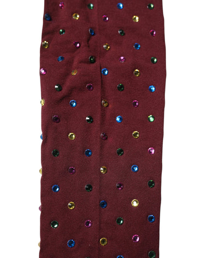 Collant Dolce &amp; Gabbana in nylon color bordeaux con cristalli
