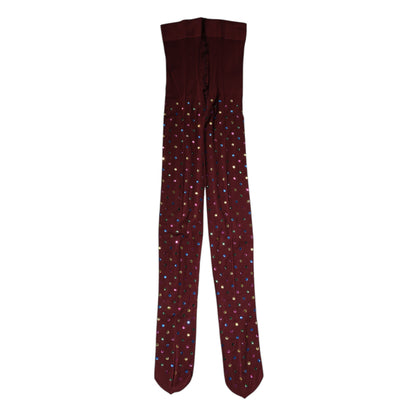 Collant Dolce &amp; Gabbana in nylon color bordeaux con cristalli